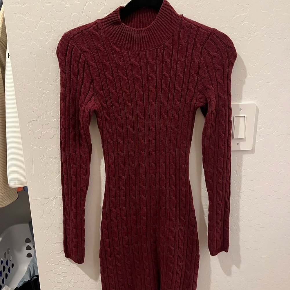 Hollister Maroon Long Sleeve Dress